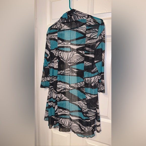 Angel + Premium L Womens Open Front Sheer Cover-up Green Black White - Picture 4 of 6